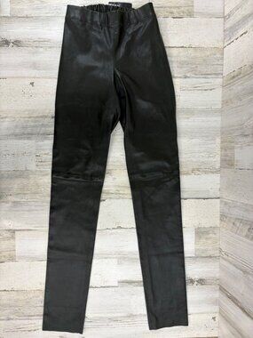 JOSEPH Leather Stretch Leggings Lamb Skin Forest Green Size FR 40 US 8 NEW